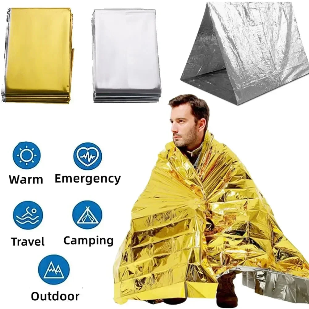 1-10PCS Emergency Blanket Outdoor Survive First Aid Military Rescue