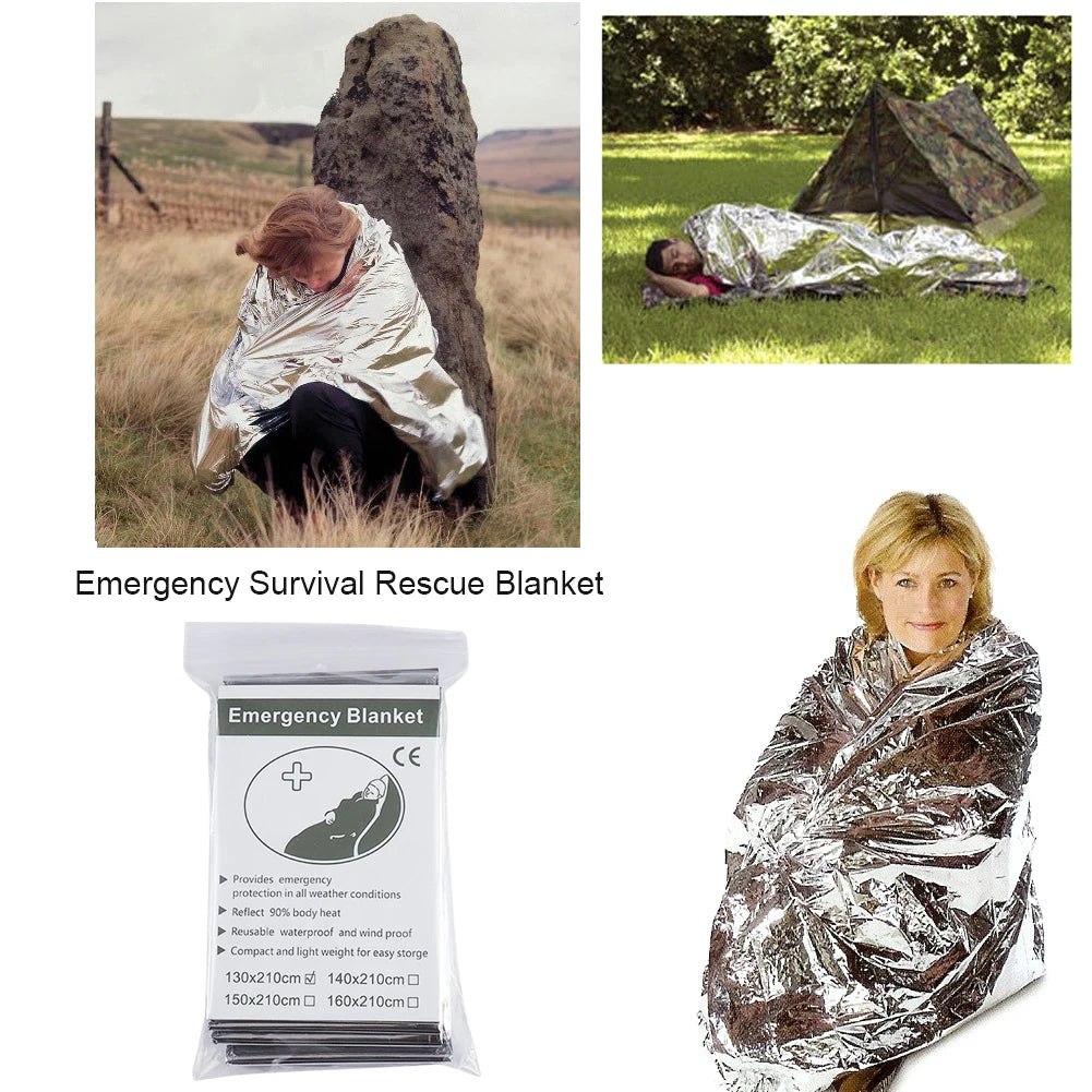 1-10PCS Emergency Blanket Outdoor Survive First Aid Military Rescue