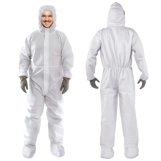 AMZ Medical Supply Disposable Coveralls for Men & Women Large. 5 Pack